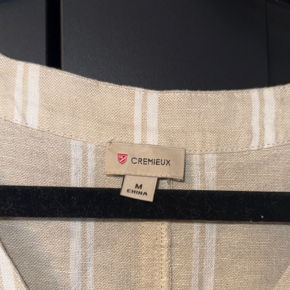 Cremieux Striped Beige Button-Down Top - Picture 2 of 3